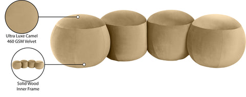 Mira Camel Velvet Upholstered Bench, 1 Piece