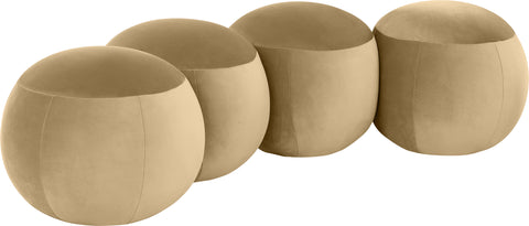 Mira Camel Velvet Upholstered Bench, 1 Piece