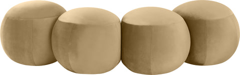 Mira Camel Velvet Upholstered Bench, 1 Piece