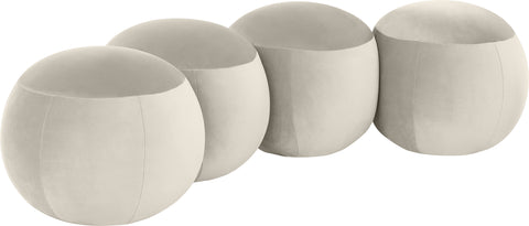 Mira Cream Velvet Upholstered Bench, 1 Piece
