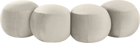 Mira Cream Velvet Upholstered Bench, 1 Piece
