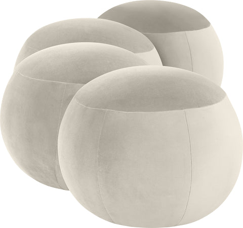 Mira Cream Velvet Upholstered Bench, 1 Piece