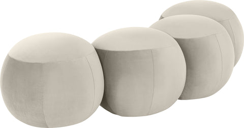 Mira Cream Velvet Upholstered Bench, 1 Piece