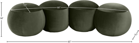 Mira Green Velvet Upholstered Bench, 1 Piece