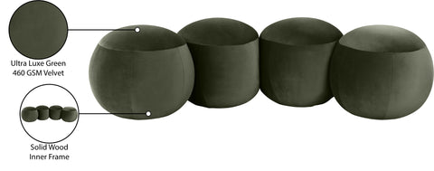 Mira Green Velvet Upholstered Bench, 1 Piece
