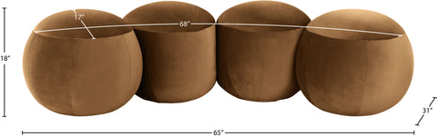 Mira Saddle Velvet Upholstered Bench, 1 Piece