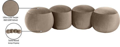 Mira Taupe Velvet Upholstered Bench, 1 Piece