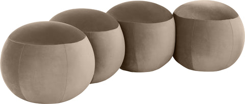 Mira Taupe Velvet Upholstered Bench, 1 Piece