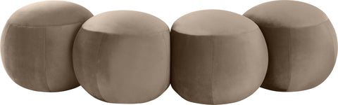 Mira Taupe Velvet Upholstered Bench, 1 Piece