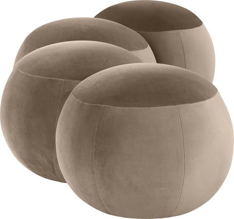 Mira Taupe Velvet Upholstered Bench, 1 Piece