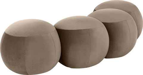Mira Taupe Velvet Upholstered Bench, 1 Piece