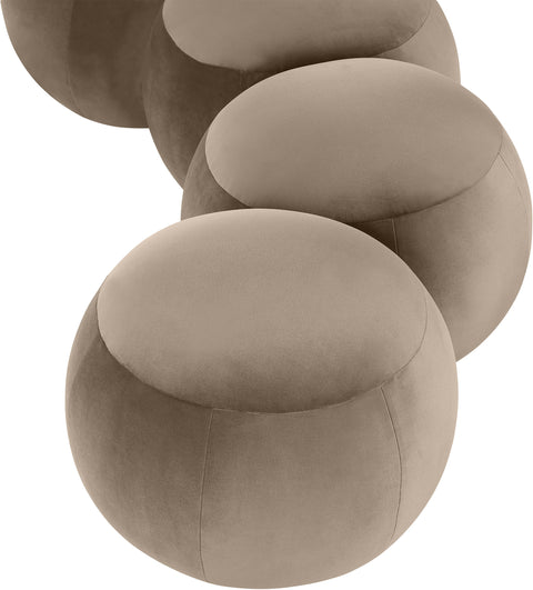 Mira Taupe Velvet Upholstered Bench, 1 Piece