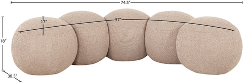 Mira Beige Boucle Fabric Upholstered Bench, 1 Piece (Style 2)