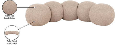 Mira Beige Boucle Fabric Upholstered Bench, 1 Piece (Style 2)