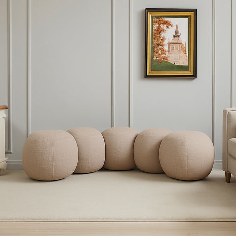 Mira Beige Boucle Fabric Upholstered Bench, 1 Piece (Style 2)