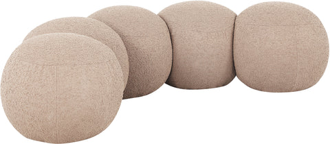 Mira Beige Boucle Fabric Upholstered Bench, 1 Piece (Style 2)