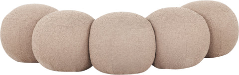 Mira Beige Boucle Fabric Upholstered Bench, 1 Piece (Style 2)