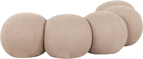 Mira Beige Boucle Fabric Upholstered Bench, 1 Piece (Style 2)