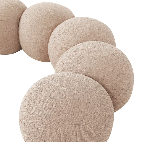 Mira Beige Boucle Fabric Upholstered Bench, 1 Piece (Style 2)