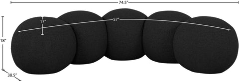 Mira Black Boucle Fabric Upholstered Bench, 1 Piece (Style 2)