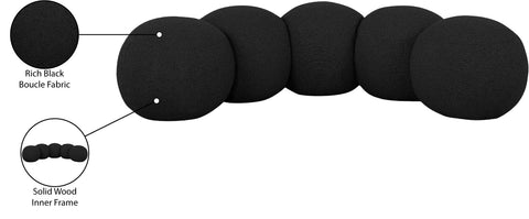 Mira Black Boucle Fabric Upholstered Bench, 1 Piece (Style 2)