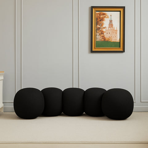 Mira Black Boucle Fabric Upholstered Bench, 1 Piece (Style 2)