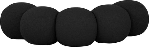 Mira Black Boucle Fabric Upholstered Bench, 1 Piece (Style 2)
