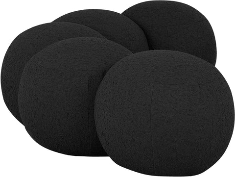 Mira Black Boucle Fabric Upholstered Bench, 1 Piece (Style 2)