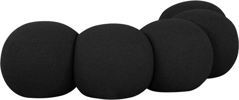 Mira Black Boucle Fabric Upholstered Bench, 1 Piece (Style 2)