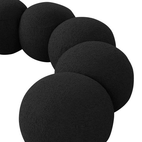 Mira Black Boucle Fabric Upholstered Bench, 1 Piece (Style 2)