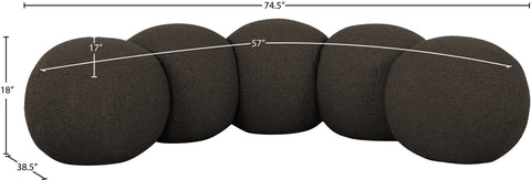 Mira Brown Boucle Fabric Upholstered Bench, 1 Piece (Style 2)