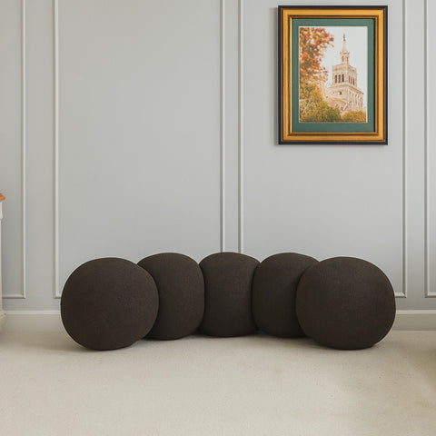 Mira Brown Boucle Fabric Upholstered Bench, 1 Piece (Style 2)