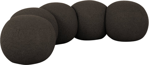 Mira Brown Boucle Fabric Upholstered Bench, 1 Piece (Style 2)