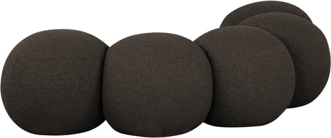 Mira Brown Boucle Fabric Upholstered Bench, 1 Piece (Style 2)