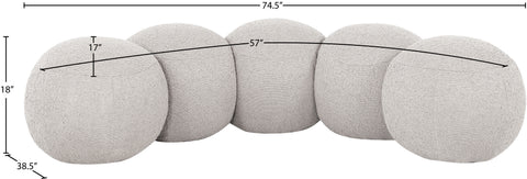 Mira Cream Boucle Fabric Upholstered Bench, 1 Piece (Style 2)