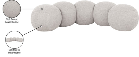 Mira Cream Boucle Fabric Upholstered Bench, 1 Piece (Style 2)