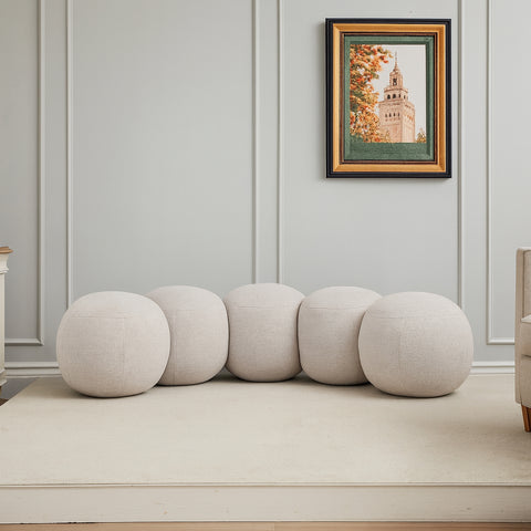 Mira Cream Boucle Fabric Upholstered Bench, 1 Piece (Style 2)