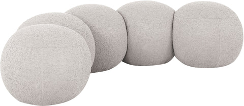 Mira Cream Boucle Fabric Upholstered Bench, 1 Piece (Style 2)