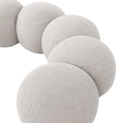 Mira Cream Boucle Fabric Upholstered Bench, 1 Piece (Style 2)
