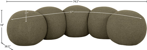 Mira Olive Boucle Fabric Upholstered Bench, 1 Piece (Style 2)
