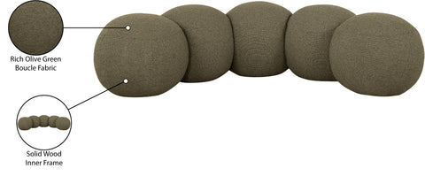 Mira Olive Boucle Fabric Upholstered Bench, 1 Piece (Style 2)