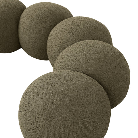 Mira Olive Boucle Fabric Upholstered Bench, 1 Piece (Style 2)