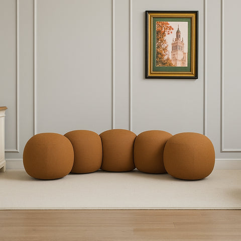 Mira Saddle Boucle Fabric Upholstered Bench, 1 Piece (Style 2)