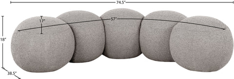 Mira Taupe Boucle Fabric Upholstered Bench, 1 Piece (Style 2)