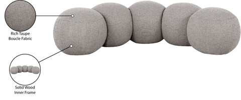 Mira Taupe Boucle Fabric Upholstered Bench, 1 Piece (Style 2)