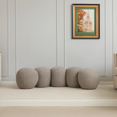 Mira Taupe Boucle Fabric Upholstered Bench, 1 Piece (Style 2)