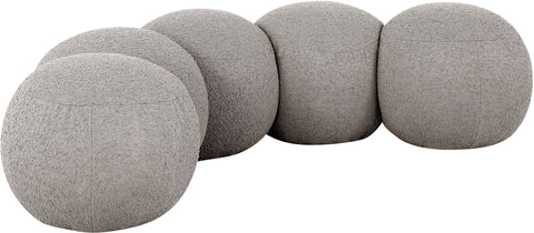 Mira Taupe Boucle Fabric Upholstered Bench, 1 Piece (Style 2)