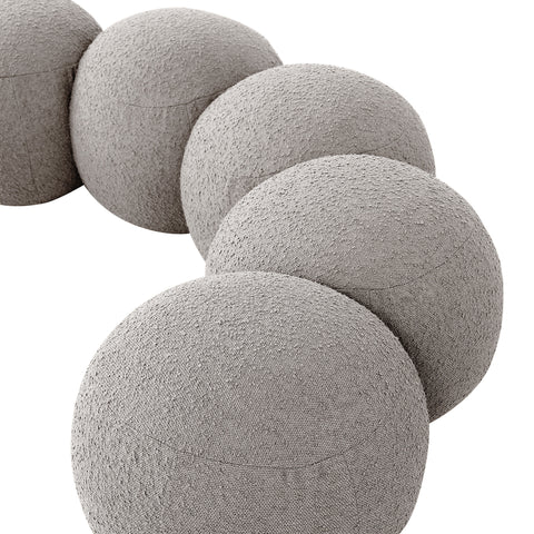 Mira Taupe Boucle Fabric Upholstered Bench, 1 Piece (Style 2)