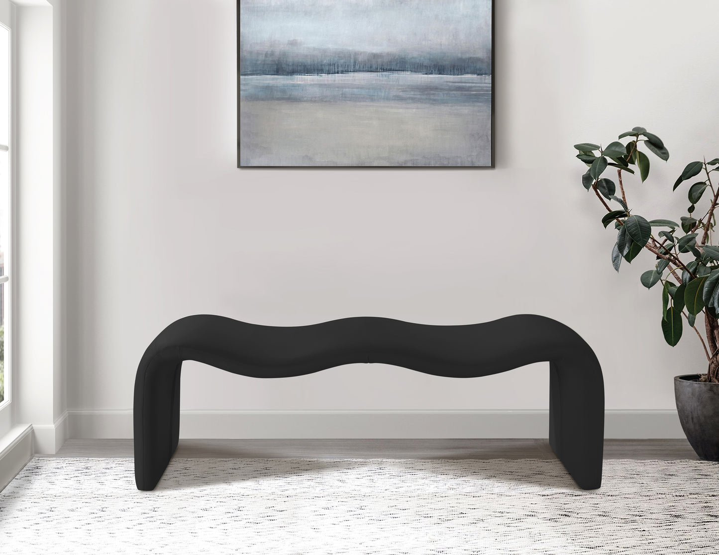 ferrara black vegan leather bench