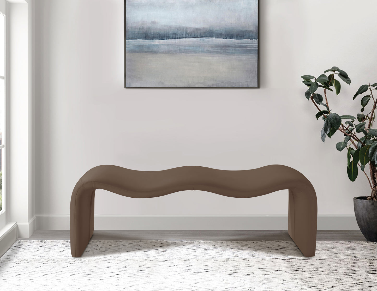 ferrara brown vegan leather bench